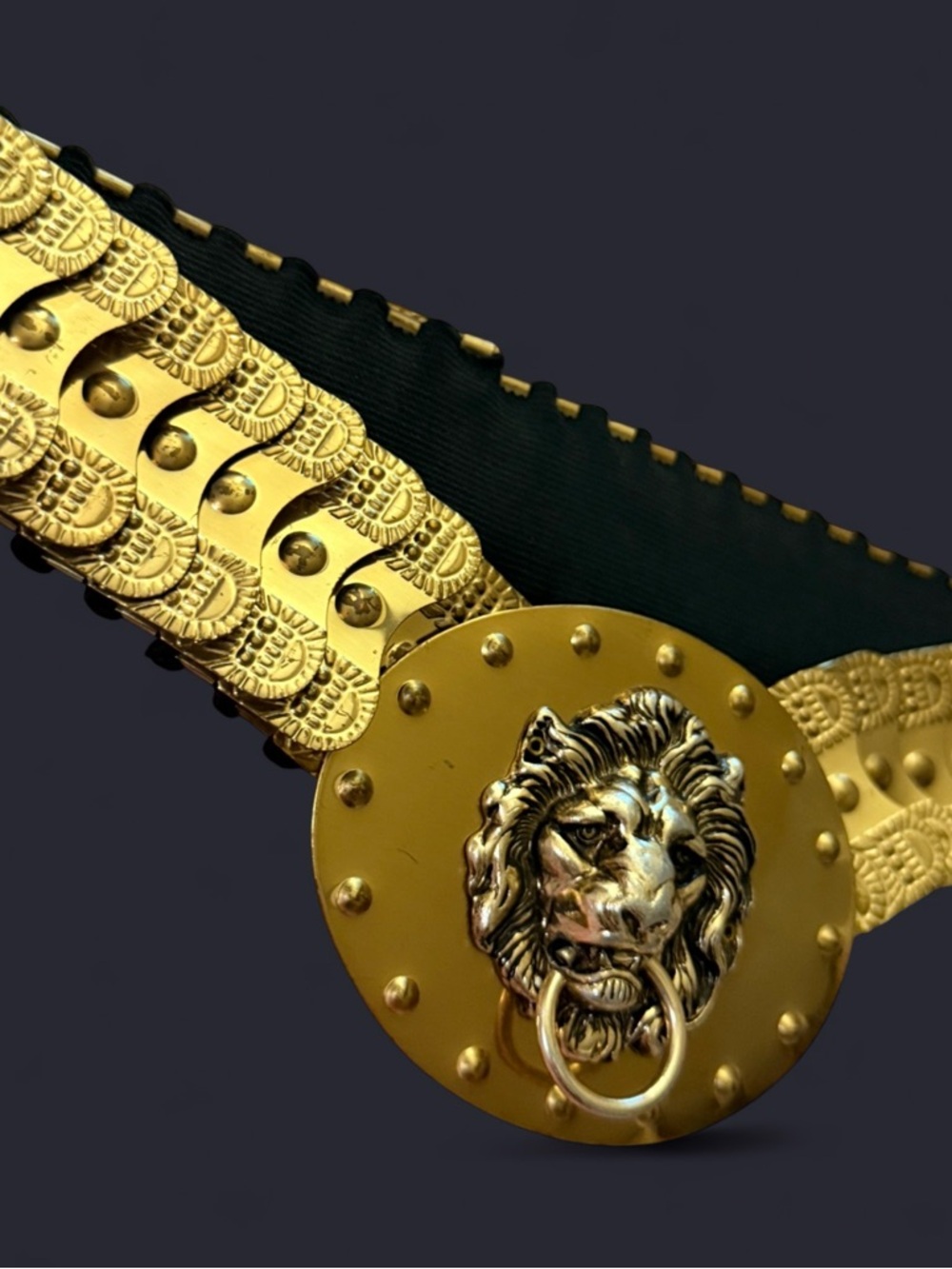Vintage Gold ✨and Black Lion Head Statement Belt